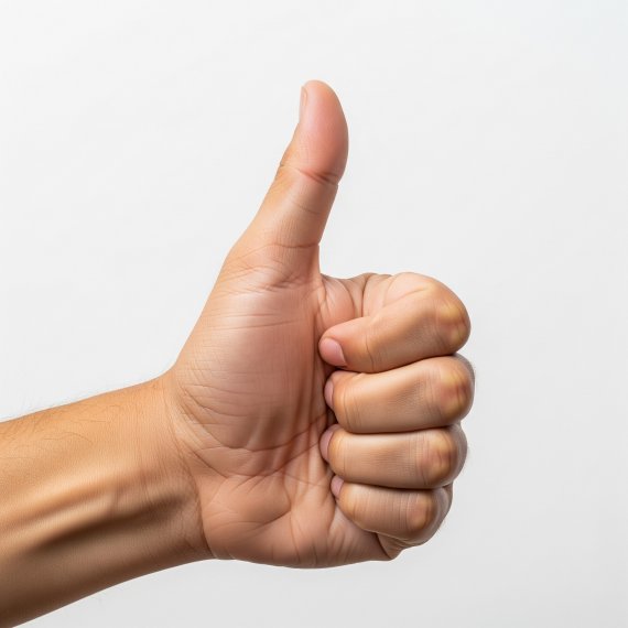 A hand giving a thumbs-up gesture